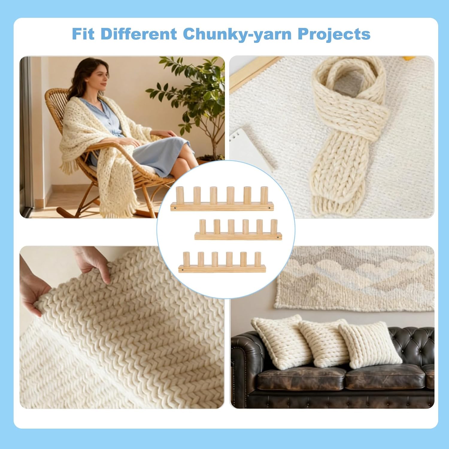 35‘’Chunky Knitting Blanket Loom - Chunky Blanket Loom for DIY Throw Blankets,Weaving Loom,Knitting Kit for Beginners,Knitting Loom,Beginner Friendly Craft Tool for Hand Knitting Yarn Chunky