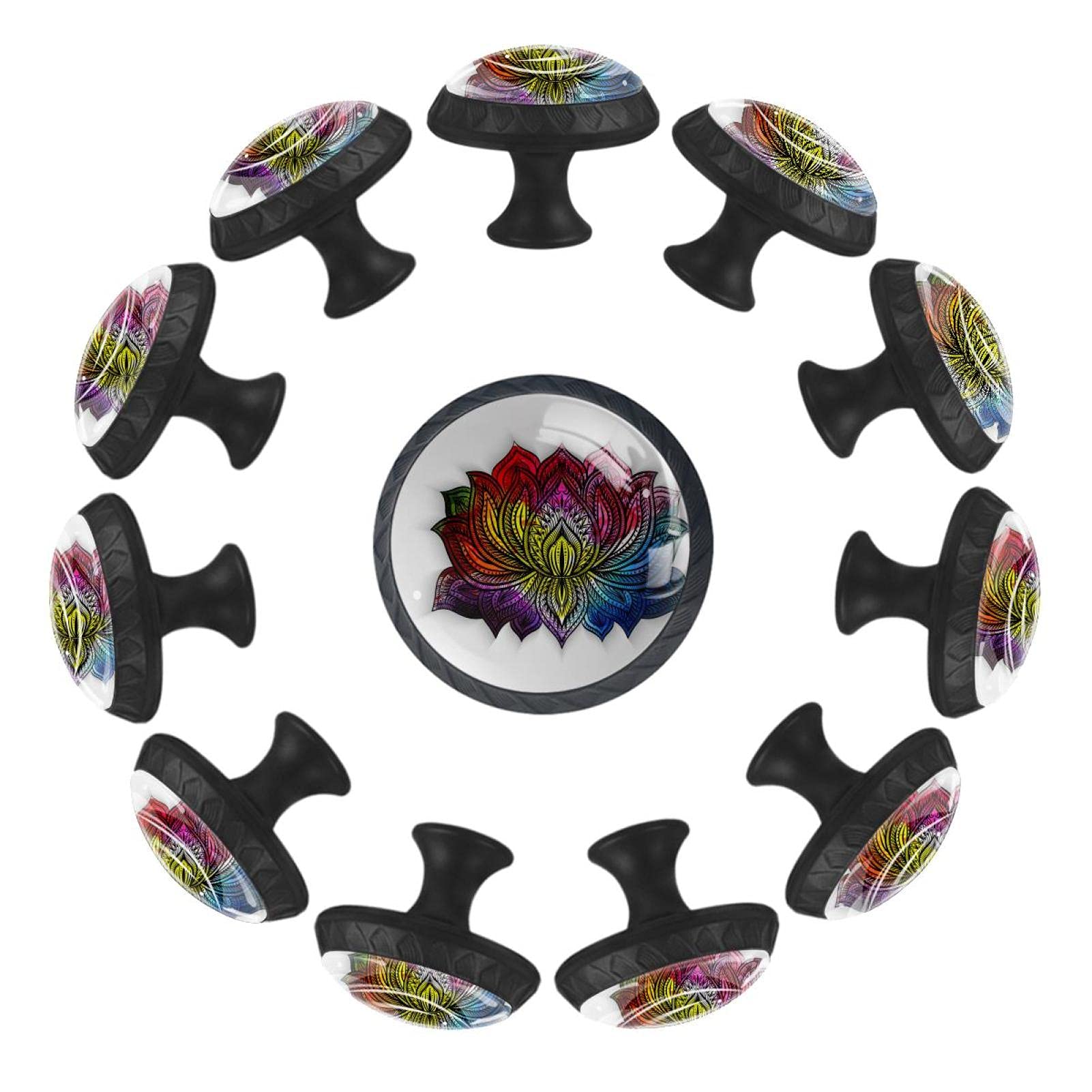 Boutons de tiroir ronds mandala fleur de lotus 35 mm poignée de meuble enfant pour commode crèche