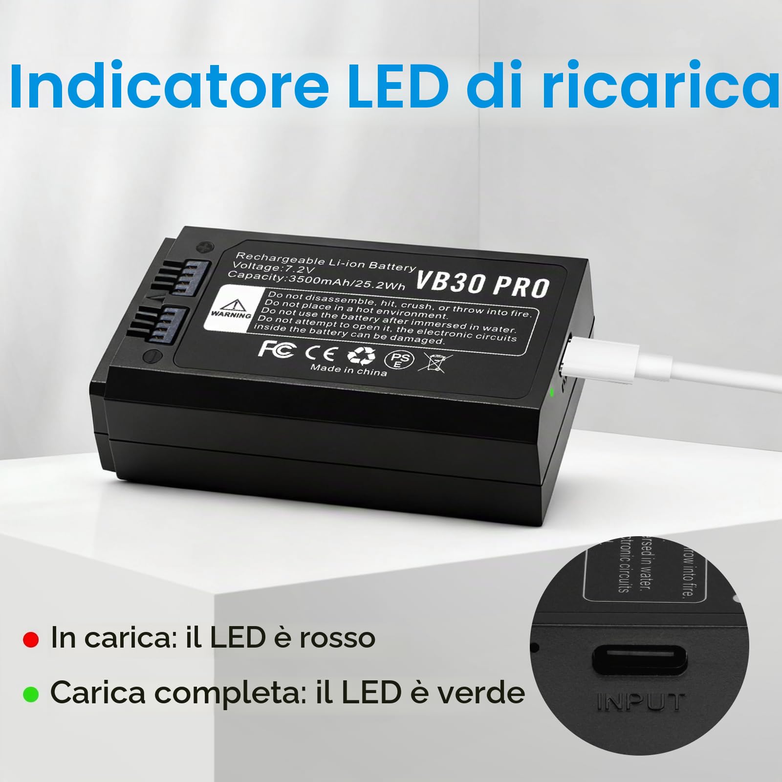 2-Pack VB30 VB26 VB26/B Batteria di ricambio per fotocamera GODOX V1PRO V1 | Compatible GODOX V1S V1N V1C V1F V1O V860III AD100PRO V860III-S V860III-C V860III-N V850III Camera Flash with Type-C Cable