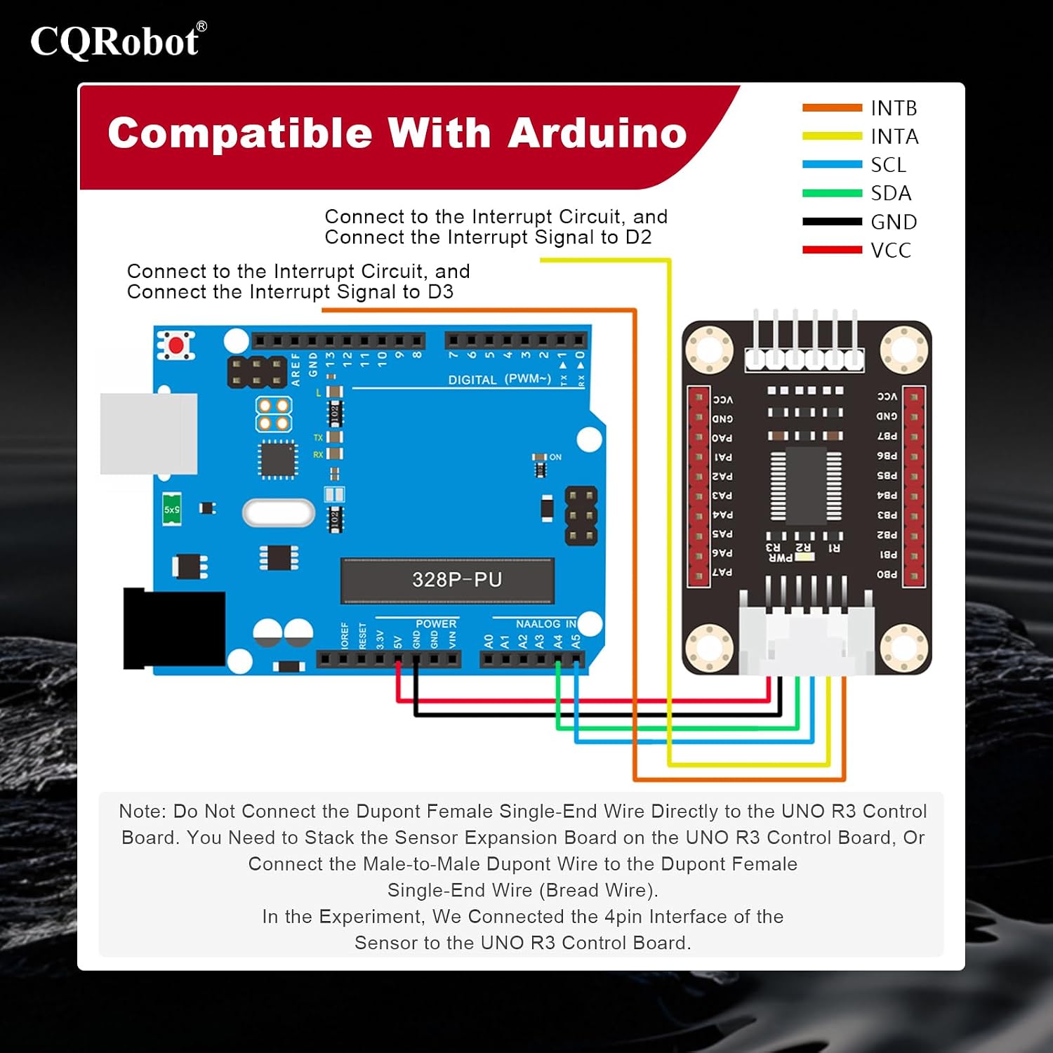 CQRobot MCP23017 IO Expansion Board Compatible with Raspberry Pi/Micro:bit/Arduino/STM32. I2C Interface Control, 2 Signal Pins Increase to 16 Input/Output Pins, Supports UP to 8 Simultaneous Uses.
