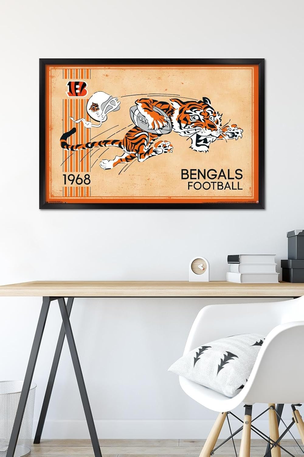 NFL Cincinnati Bengals - Retro Logo 14 Wall Poster, 34L" x 22.4W", Black Framed Version