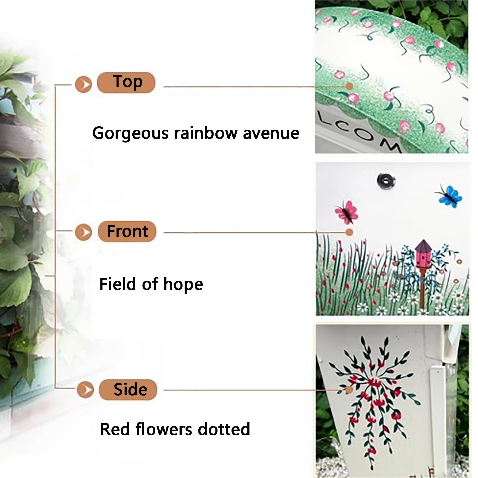Estilo Pastoral Creativo, Material De Chapa Galvanizada(White-Butterfly)