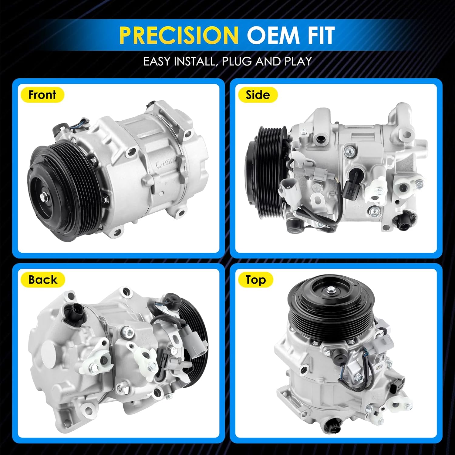 Car A/C Compressor Fit for Toyota 13-18 Avalon, 12-17 Camry, 11-16 Sienna, Highlander, for Lexus ES350, RX350 Automotive Replacement AC Compressor 8832048220 A/C Compressor for Car CO 29042C