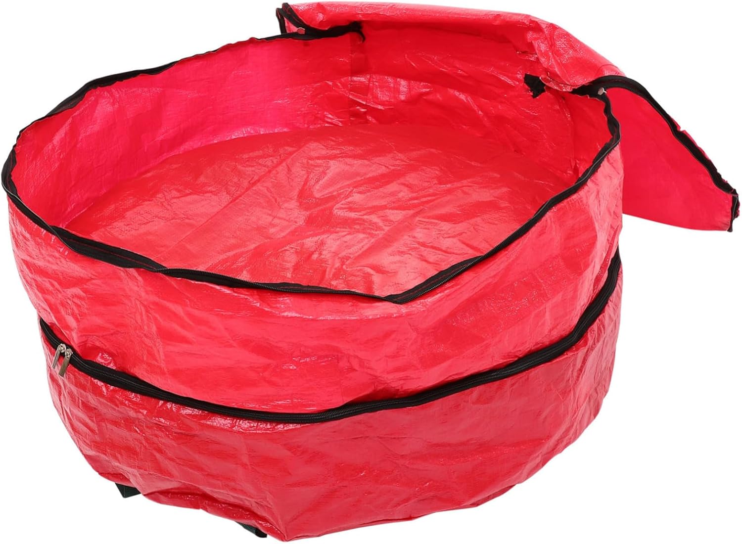 Double Layer Round Christmas Wreath Storage Bag with Handles PE Material Zippered Garland Organizer for Home Holiday Decoration Storage