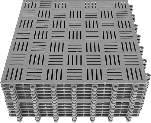 Miniatura 8 de Paquete de 12 tapetes de drenaje antideslizantes de 12 x 12 pulgadas, tapete modular de empalme de PVC suave, tapete de goma entrelazado para piso,