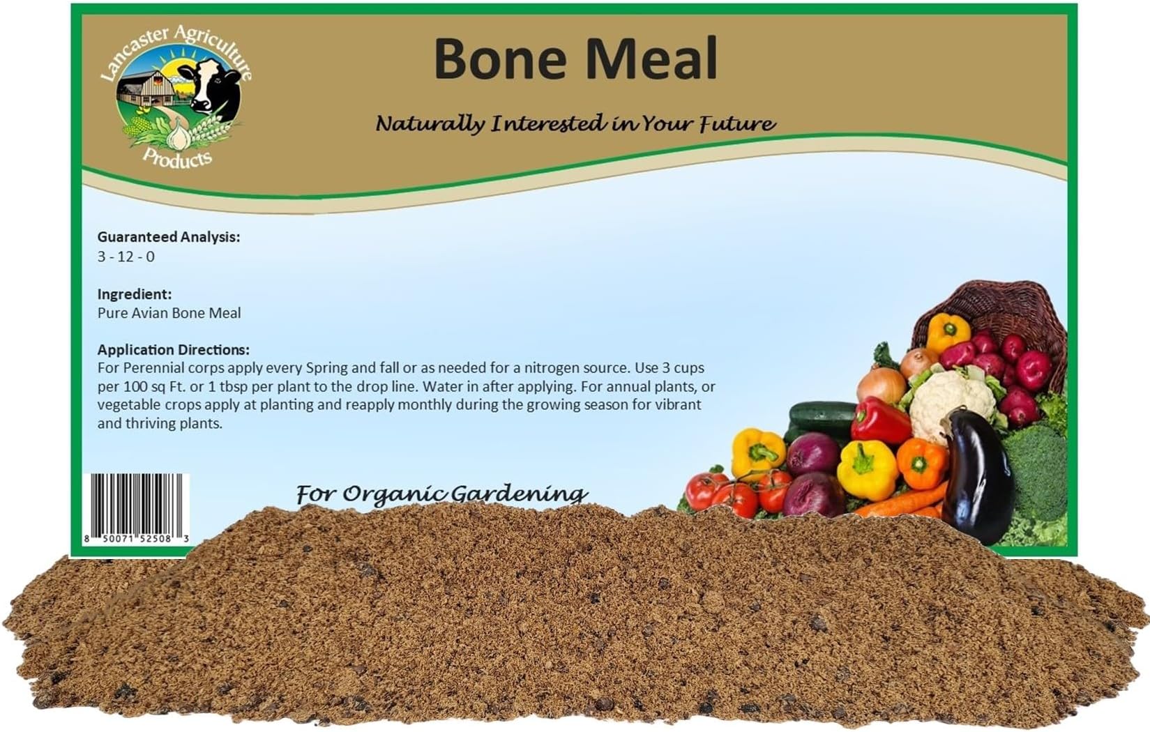Bone Meal Fertilizer 16 Pounds for Organic Gardening and Soil Enrichment - Premium Natural Plant Nutrient for Strong Root Development and Enhanced Growth - Lancaster Agriculture Products