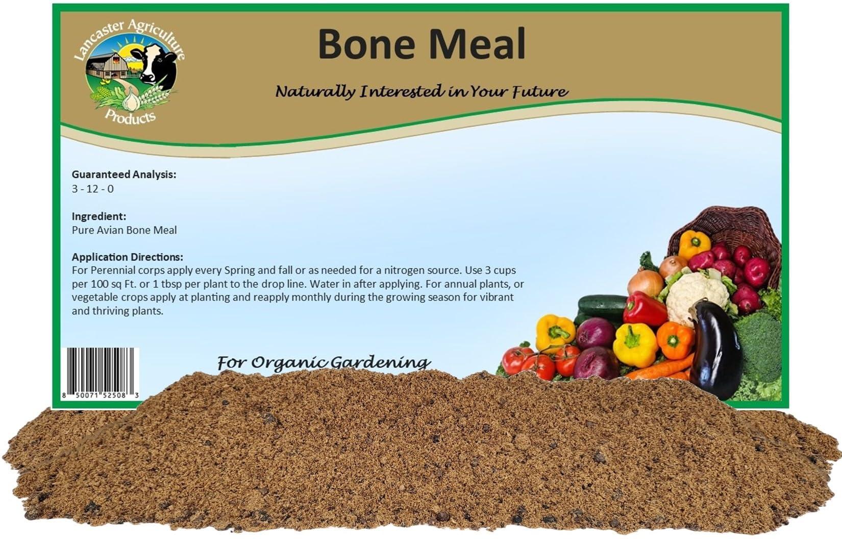 Bone Meal Fertilizer 16 Pounds for Organic Gardening and Soil Enrichment - Premium Natural Plant Nutrient for Strong Root Development and Enhanced Growth - Lancaster Agriculture Products