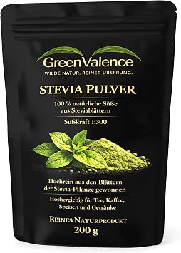 Stevia Powder - 100% Natural Sweetness from Stevia Leaves | Highly Concentrated 1300 | Sugar-Free Plant-Based Alternative | Leaf Powder for Tea, Coffee, Baking, Drinks & Desserts 200 g