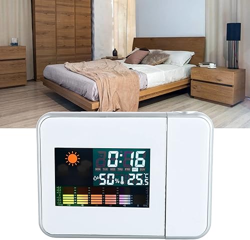 Miniatura 5 de Reloj despertador de proyección para dormitorio, reloj digital con proyector giratorio de 180, pantalla LED transparente, cargador USB, repetición,