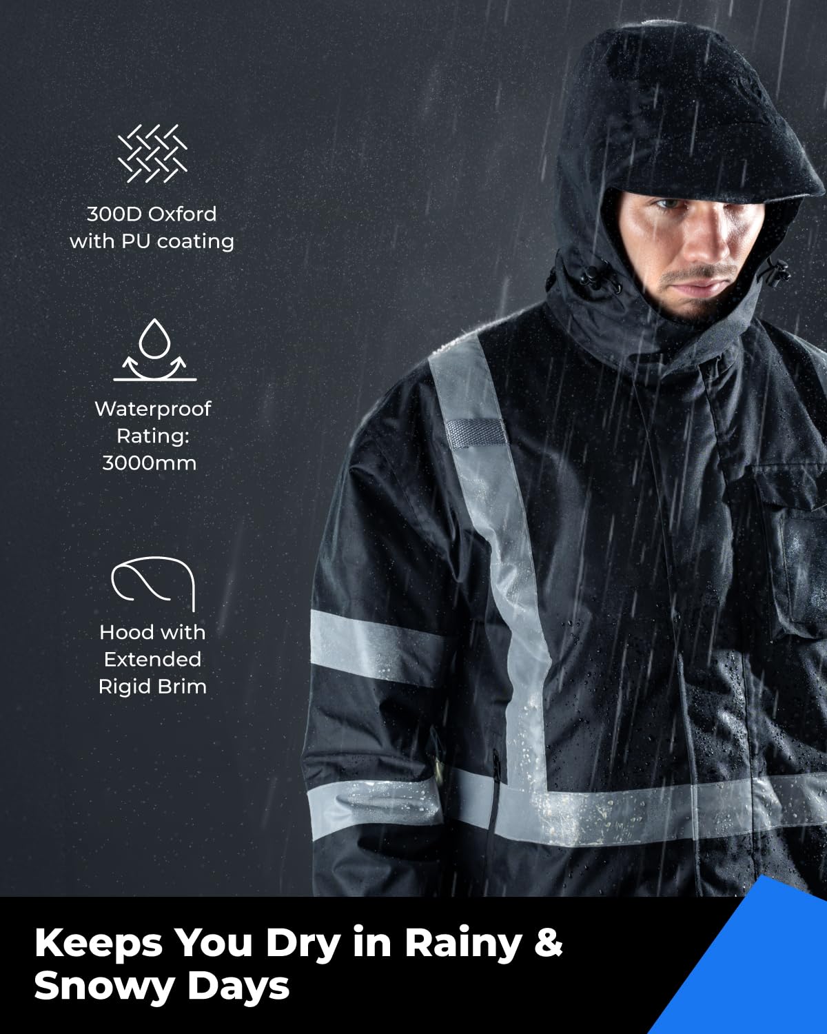 Snapklik.com : Reflective Waterproof Safety Jacket For Men - High ...