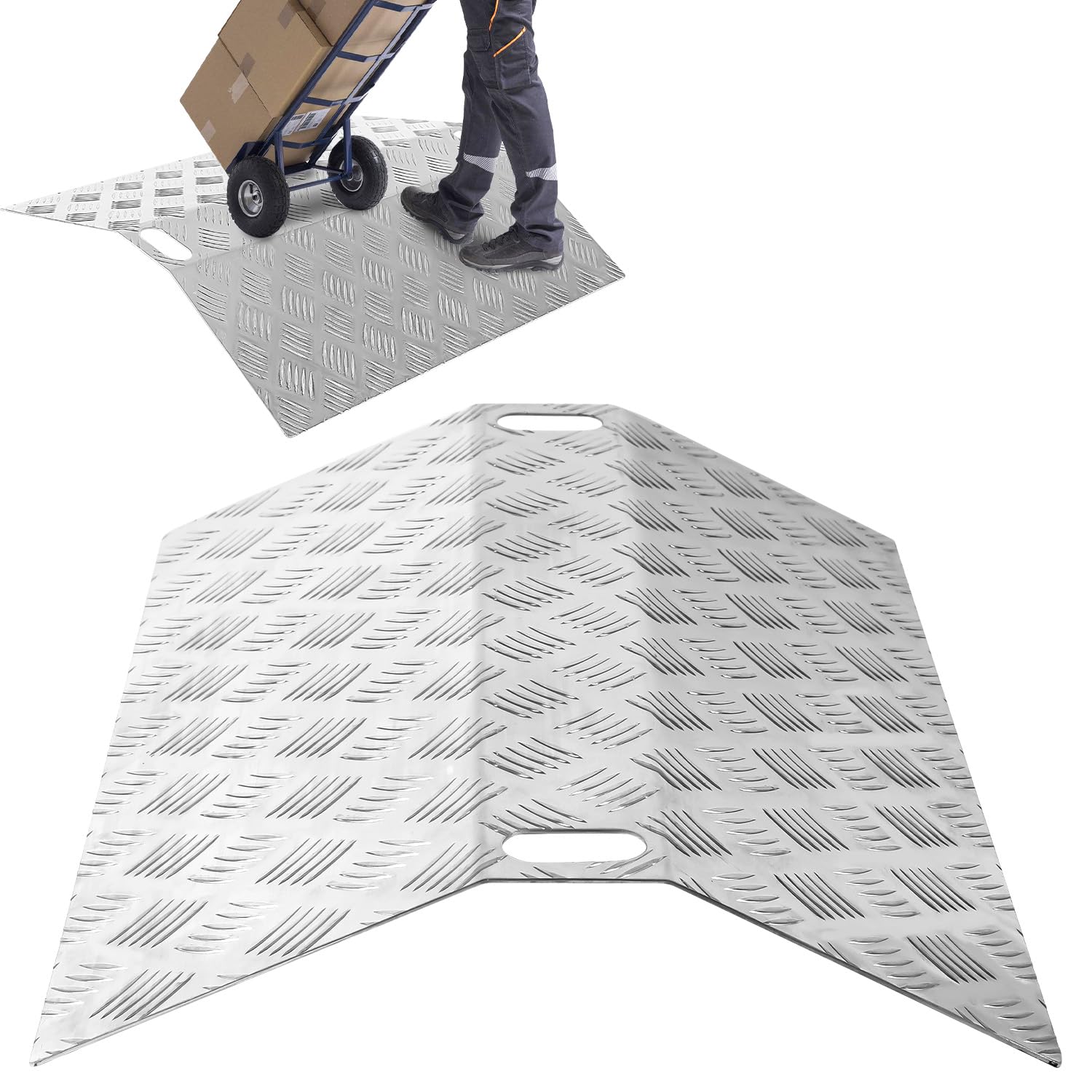 Rampa de umbral para sillas de ruedas, de aluminio, capacidad de carga de 270 kg, antideslizante, portátil, con asas, 60 x 70 x 10 cm
