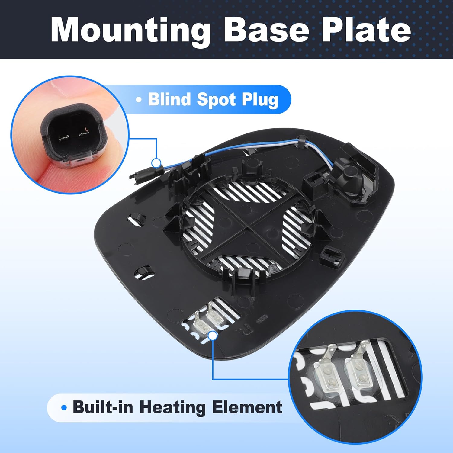 Right Side Heated Mirror Glass for Chrysler Pacifica 2017-2025, for Chrysler Voyager 2020-2024, Car Rear View Wing Mirror Glass with Blind Spot Detection, No.68318282AA/68318282AB