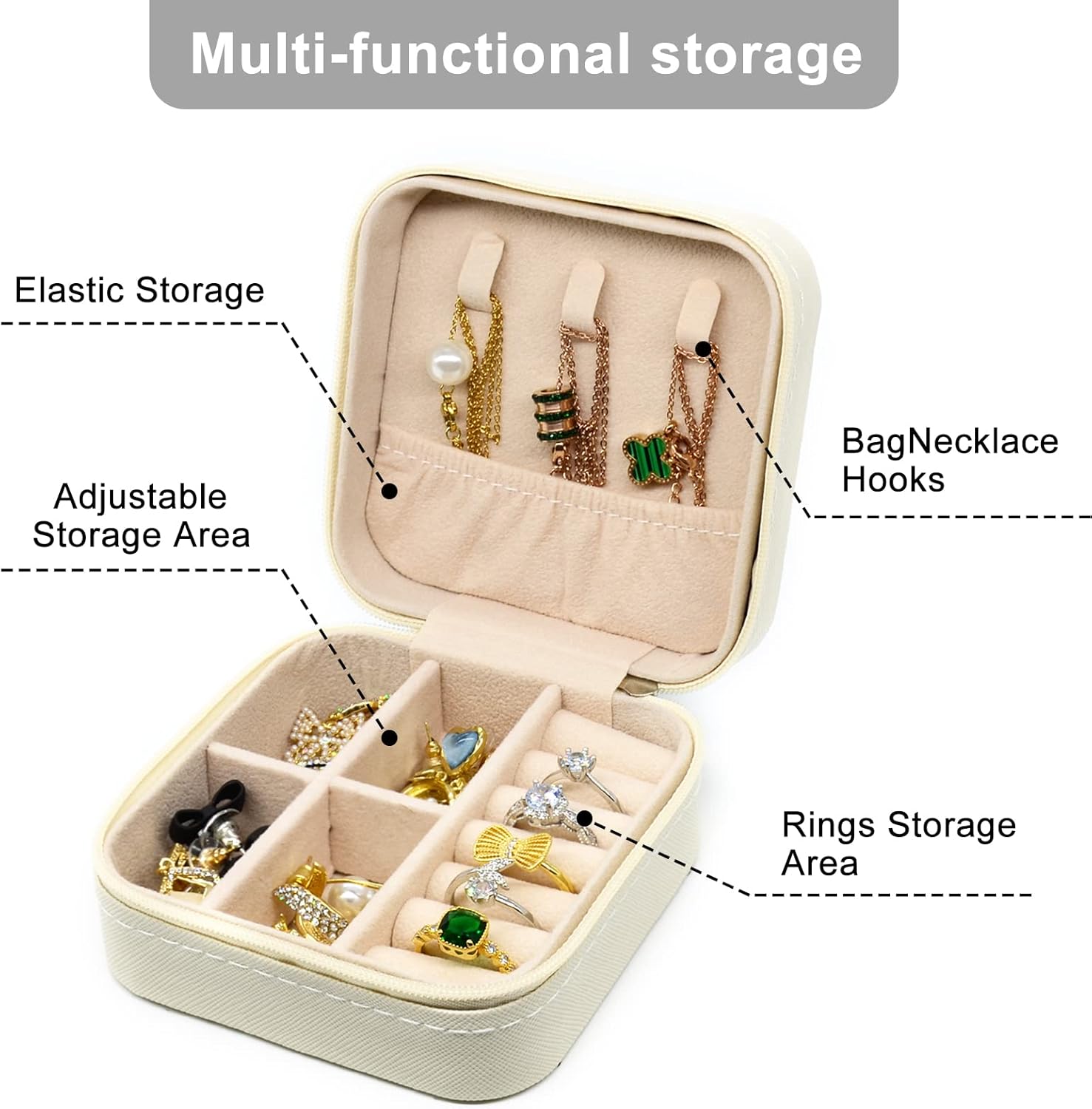 KEINE MARKE Small Jewelry Box, Travel Portable Jewelry Case for Ring, Pendant, Earring, Necklace, Bracelet Organizer Storage Holder Boxes (white*8).