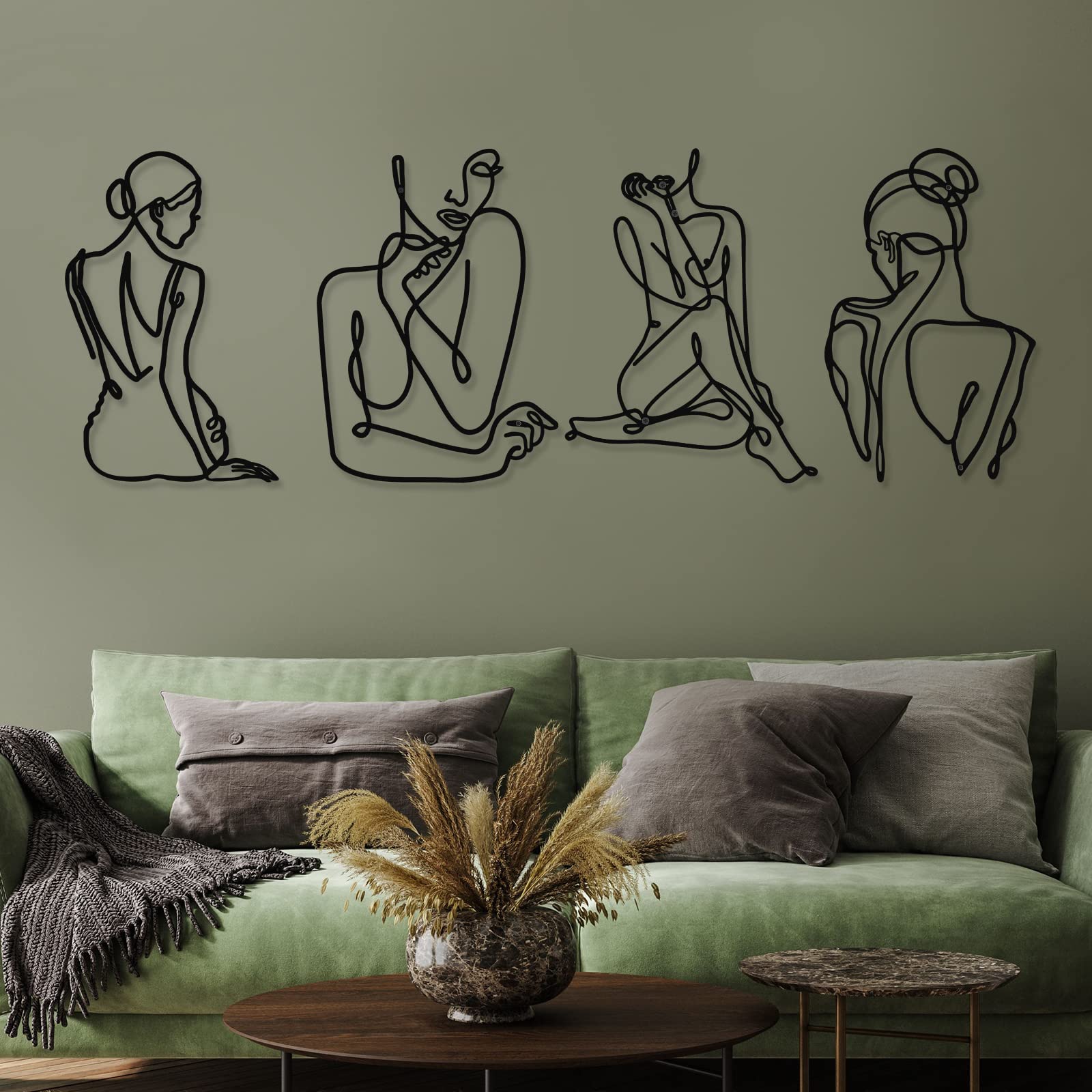 Decorazione da parete in metallo per camera da letto, soggiorno e bagno, arte decorativa minimalista, moderna grande astratta singola linea decorazione da parete sculture da parete per appendere la