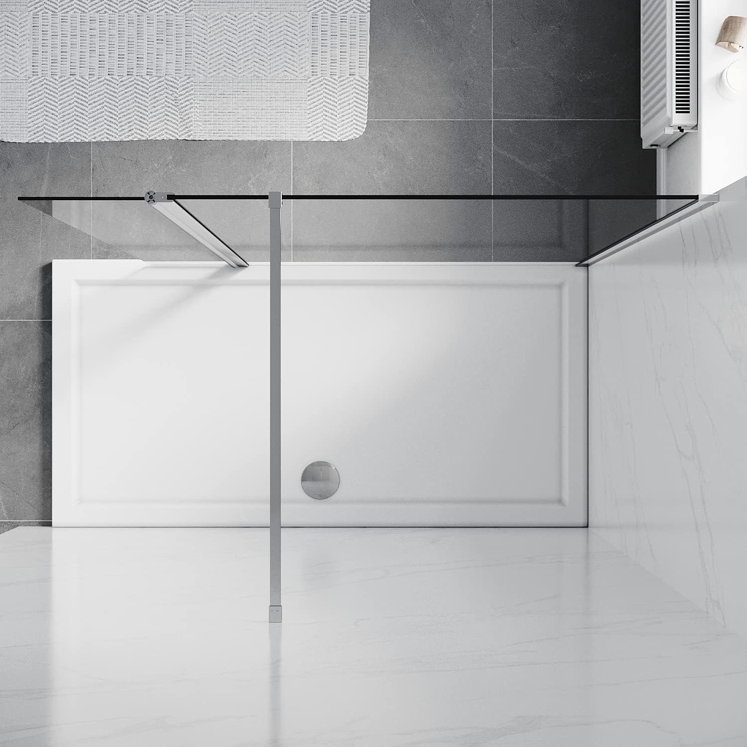 ELEGANT 800mm Walk in Wetroom Shower Enclosure 8mm Easy Clean Glass Screen Panel + 300mm Return Panel
