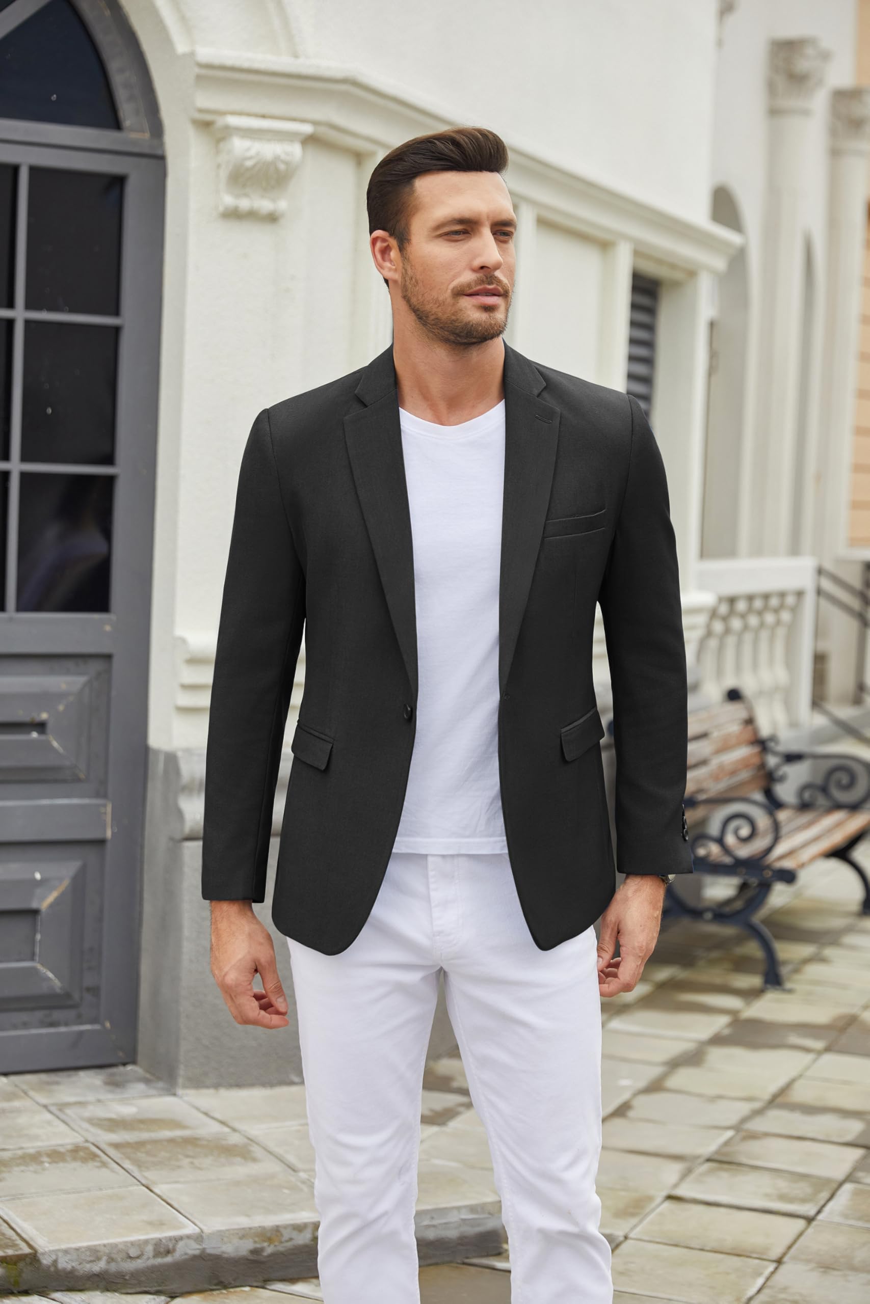 COOFANDY Herren Sakko Sportlich Blazer Business Sakkos Freizeit Anzugjacken Jackett für Hochzeit EIN Knopf Anzug