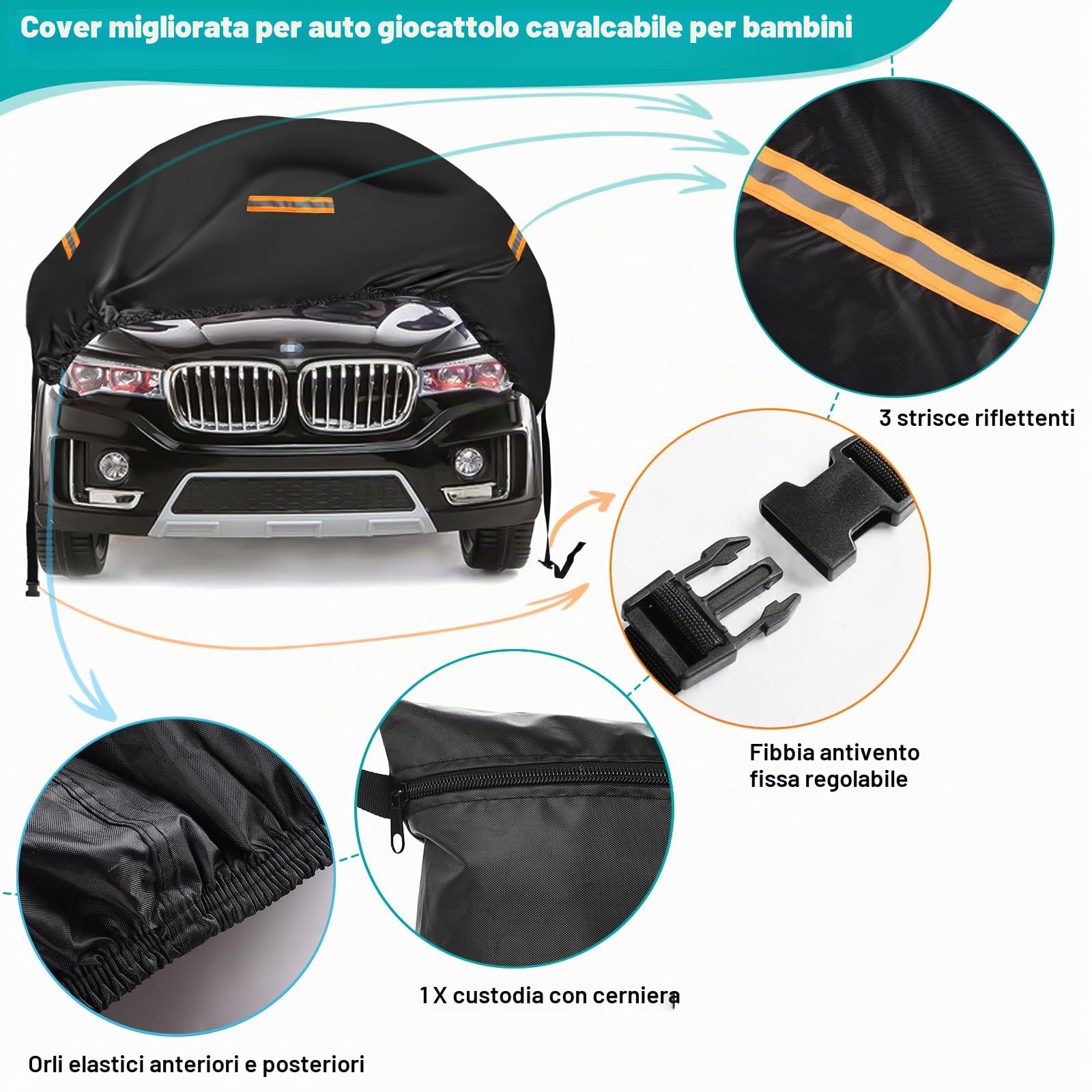 Copertura per Auto per Bambini, Grande Copertura per Camion Giocattolo per Bambini Impermeabile, Copertura Universale 420D per Esterni per Power Wheels Jeep e Veicoli Elettrici per Bambini, Protezione