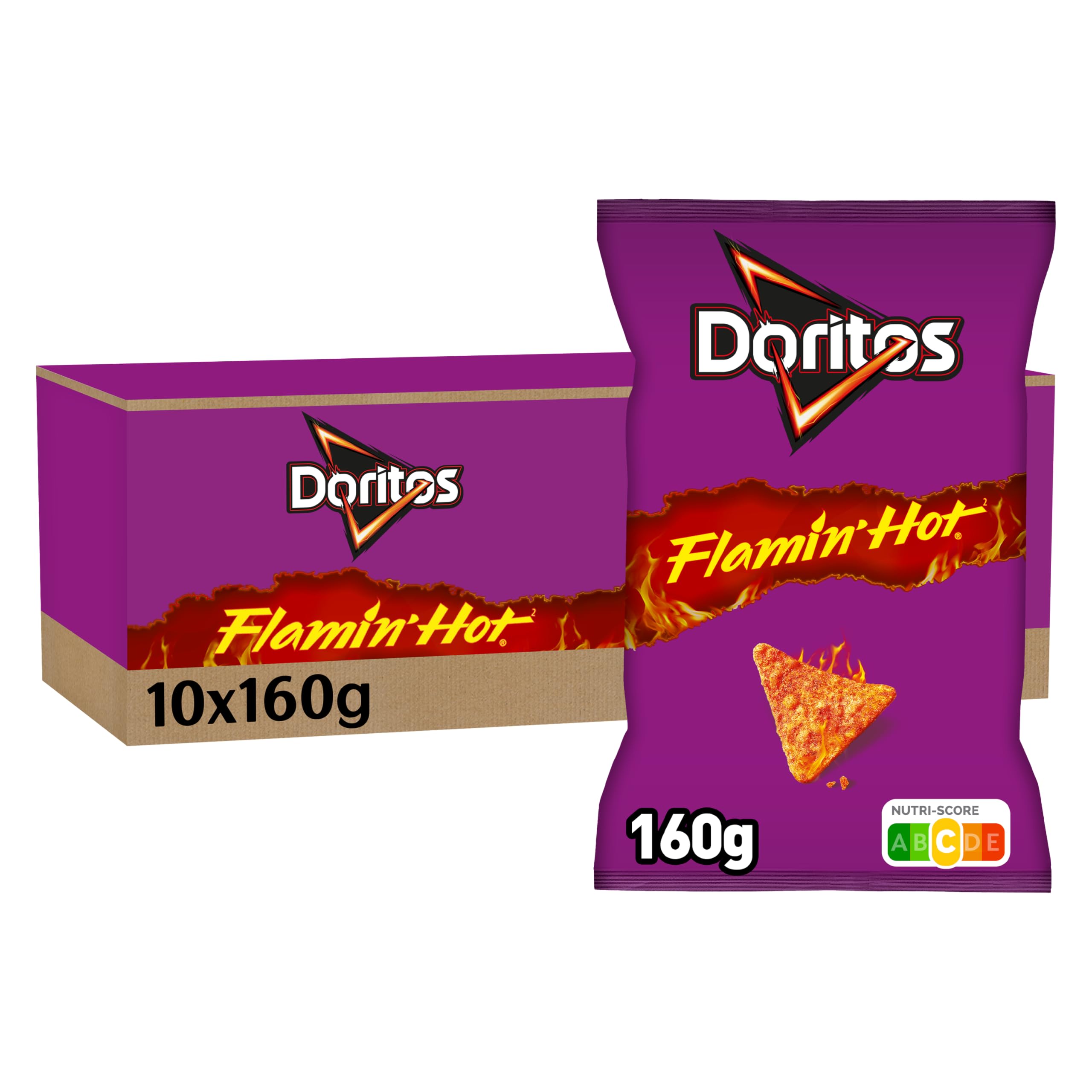 Doritos Chips Tortilla Goût Flamin' Hot 160g - Lot de 10