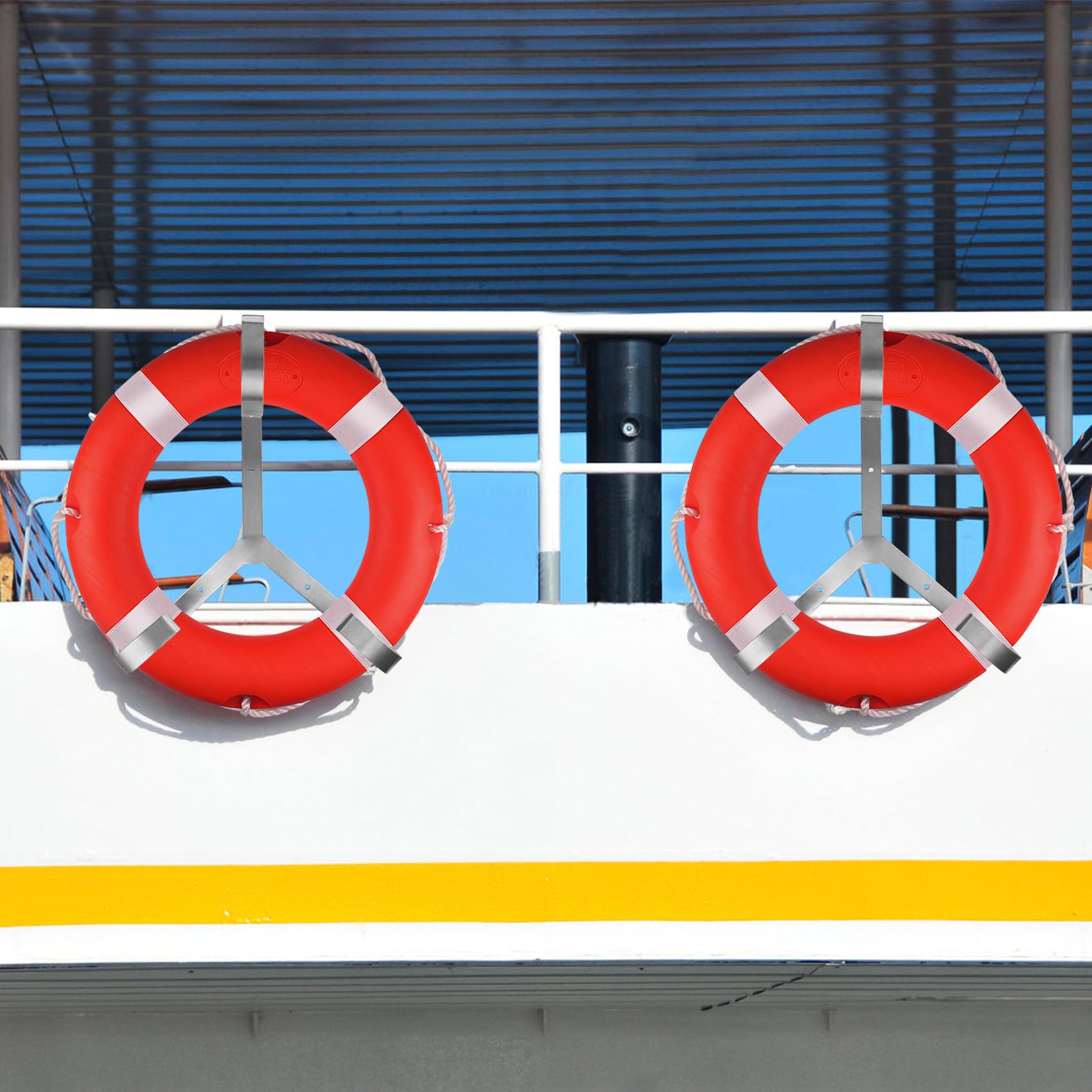 Rettungsring, Sicherheits-Wurfringe, Ringboje mit reflektierendem Band und Halteseilen, orangefarbener Rettungsring für Boote, inklusive schwimmendem lebensrettendem Seil