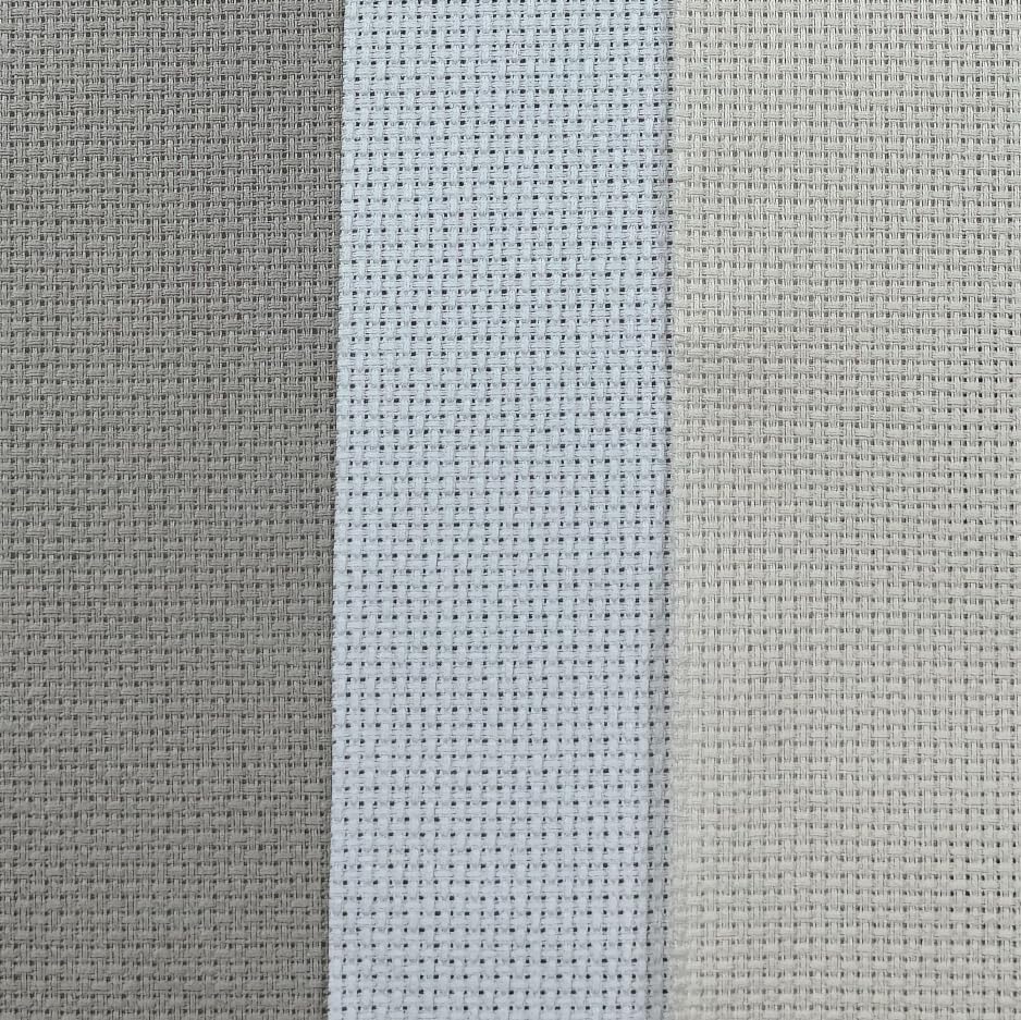 Image of KCS 3 pc of 15 inch x 18 inch(38cmx45cm) 16 Count Cross Stitch Cotton Aida Cloth Needlework Rolled Fabric Box,16CT,Pearl Grey+White+Ecru