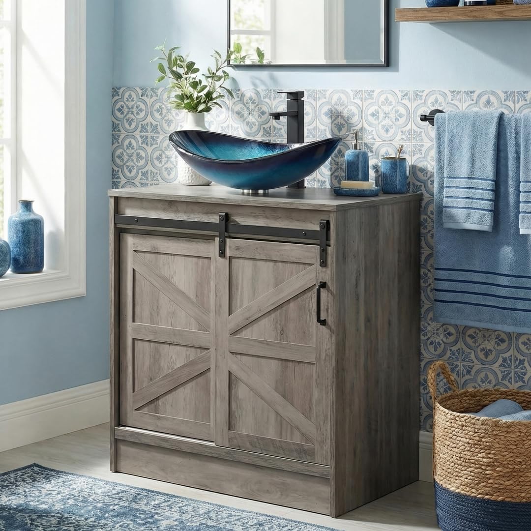 SOLIDEE 30 Barn Door Bathroom Vanity