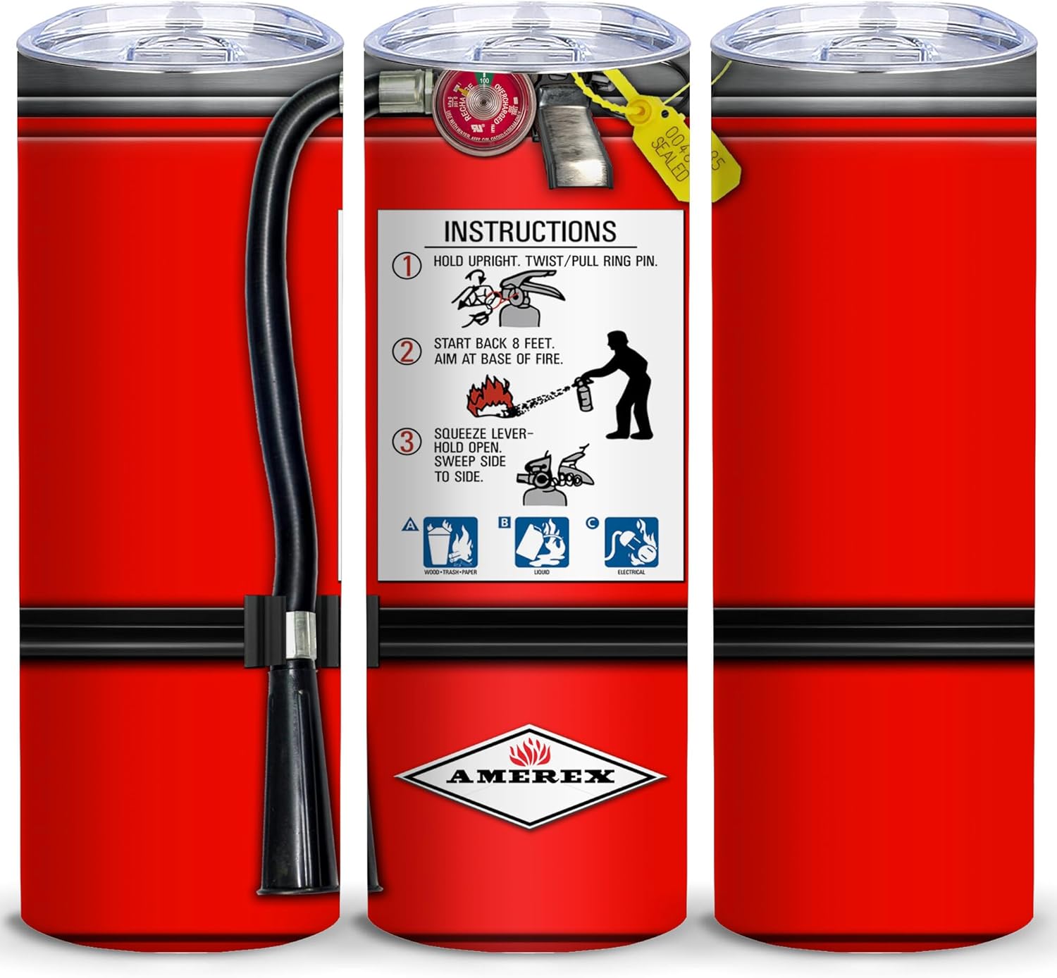 Funny Fire Extinguisher Tumbler 20oz Skinny Travel Mug, Novelty Red Stainless Steel Insulated Cup with Lid, Gag Gift Coffee Cup for Firefighters Men Women