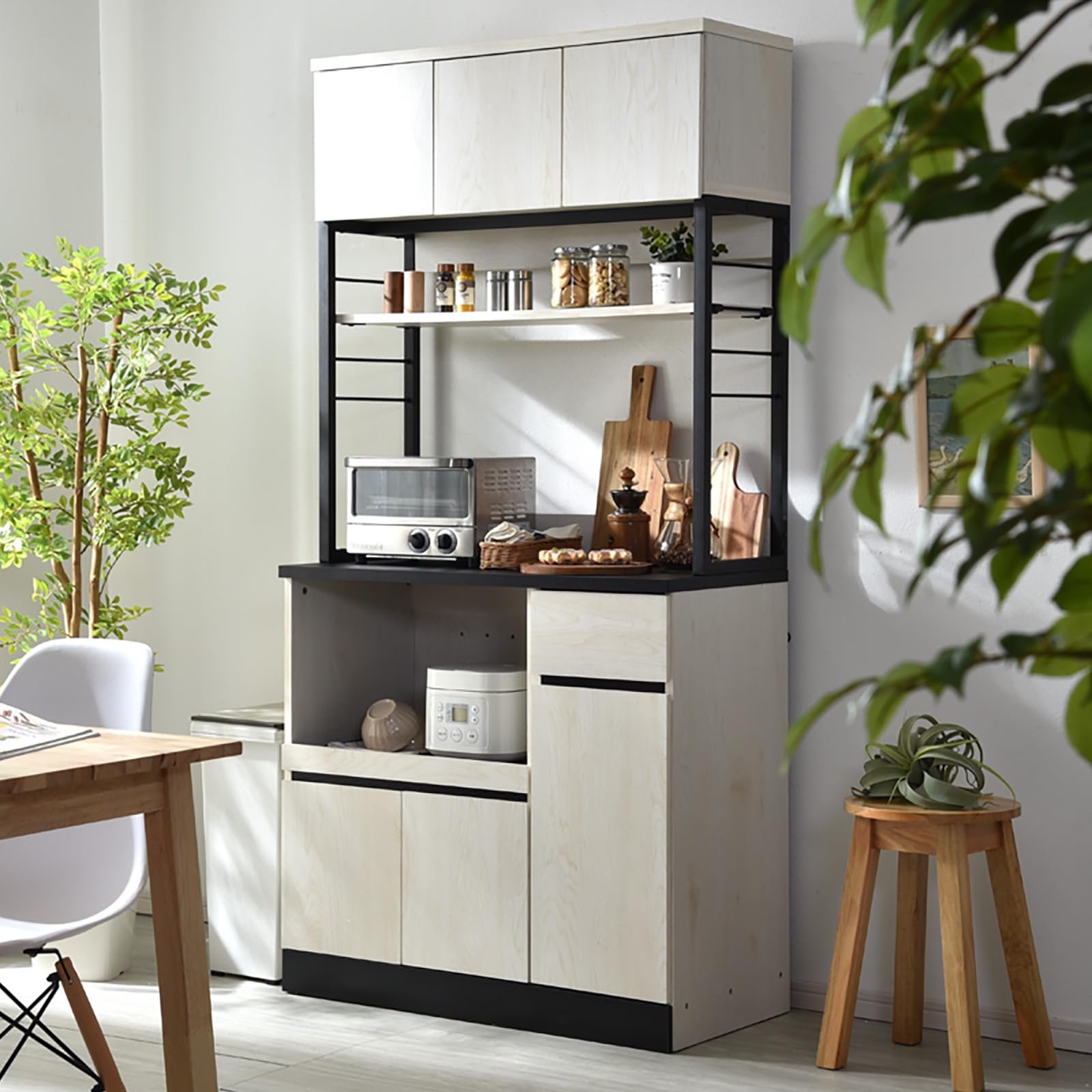 Amazon｜リーテンスタッド 食器棚 キッチン収納 幅90.3cm ハイタイプ