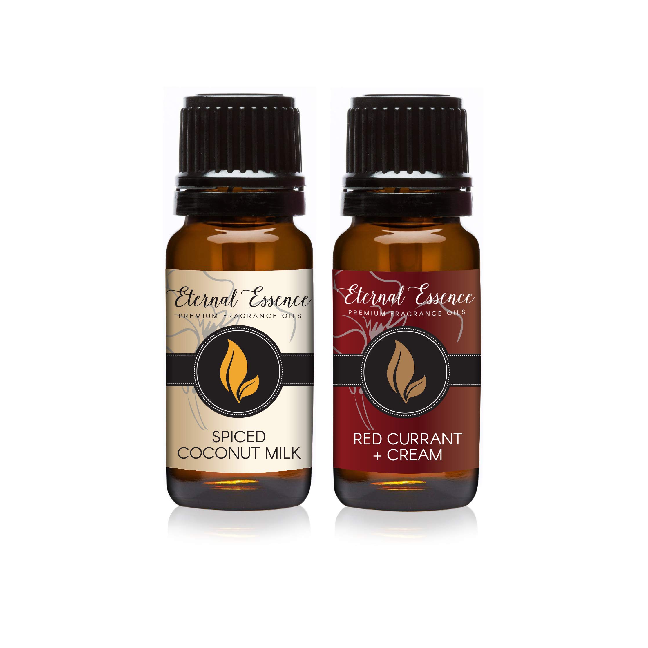Eternal Essence Oils 2 Pack 10ml Premium Fragrance Oil - Spiced Coconut Milk &amp; Red Currant &amp; Cream - for Candle, Soap Making, Aromatherapy, Diffusers, Home Care, &amp; Humidifiers
