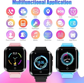 OKYUK 4G Watch Phone for Children, Kids Smart Watch, 2-Way Calls, GPS Location, IP67 Waterproof, Messages, School Mode