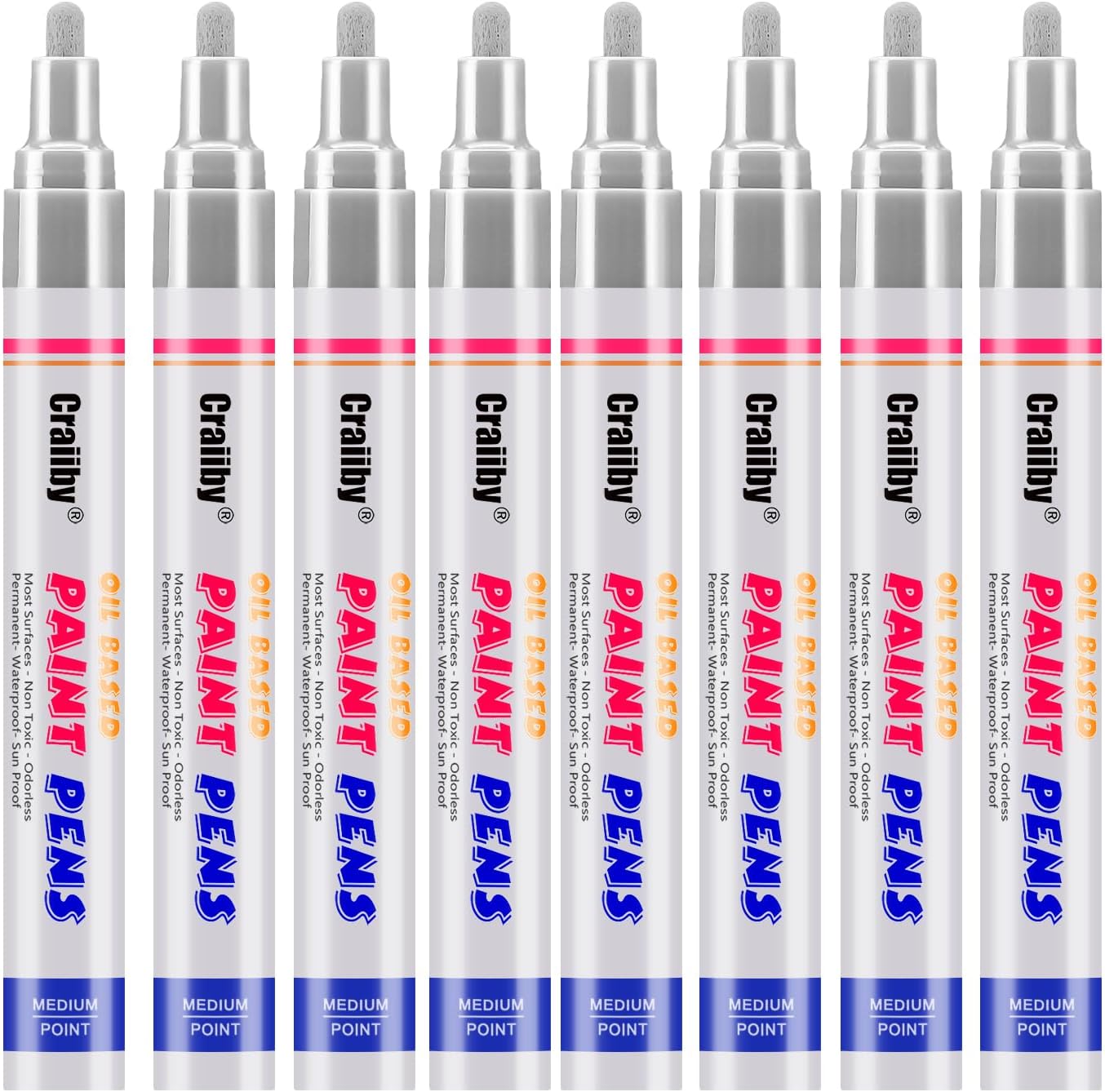 Marcador De Neumáticos Blanco, Rojo, Amarillo Y Azul, Paquete De 8 Bolígrafos De Pintura Para Neumaticos De Automovil Marcadores Permanentes De