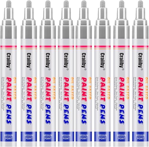 Miniatura 9 de Marcadores de pintura rosa, paquete de 8 bolígrafos de pintura permanente a base de aceite, impermeables, de secado rápido, para pintura de rocas,