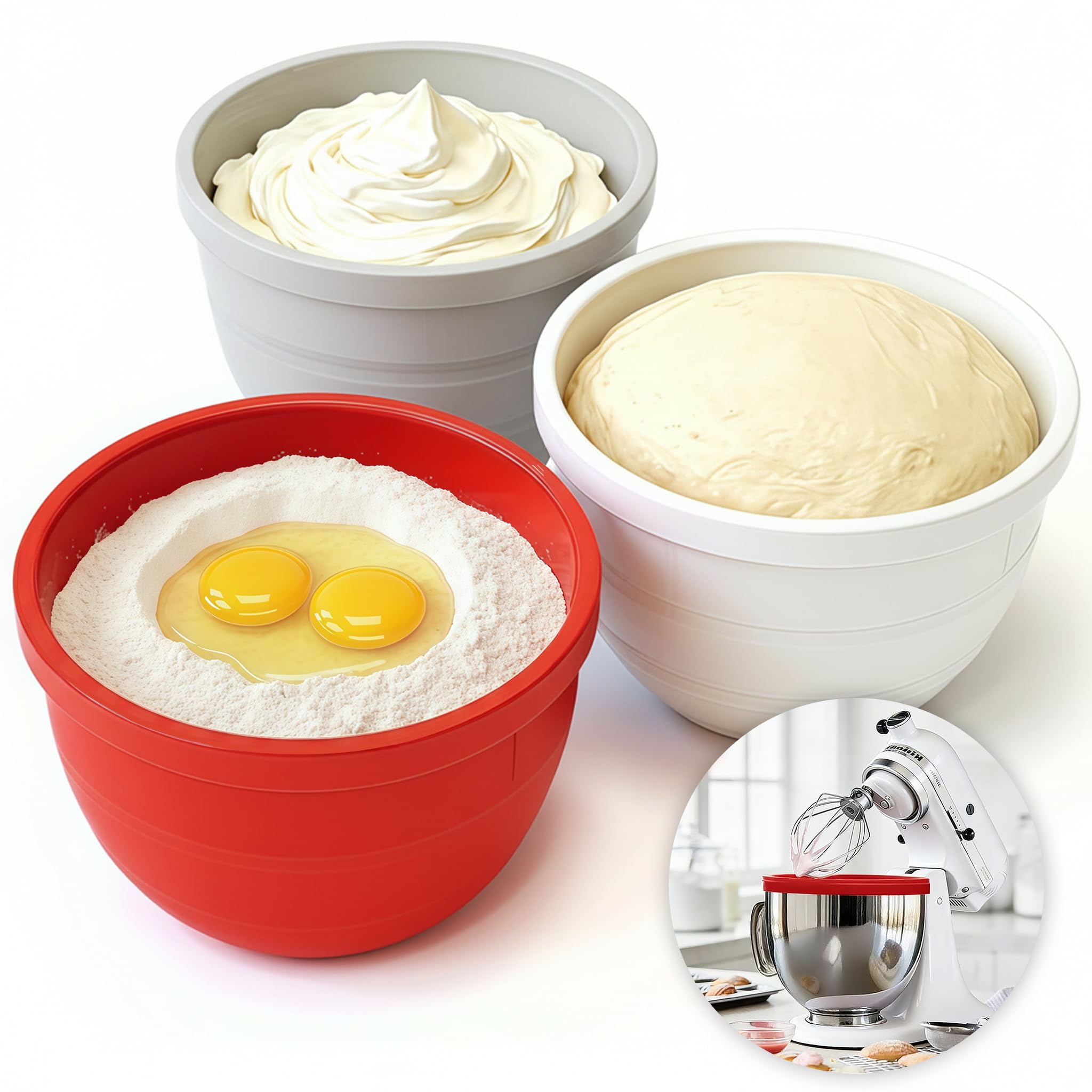 Photo 1 of Foldable Silicone Bowl Insert for 5Qt KitchenAid Mixer - Collapsible, Non-Stick Liner Mats for Easy Storage, Baking & Mixing, Heat Resistant & Dishwasher Safe