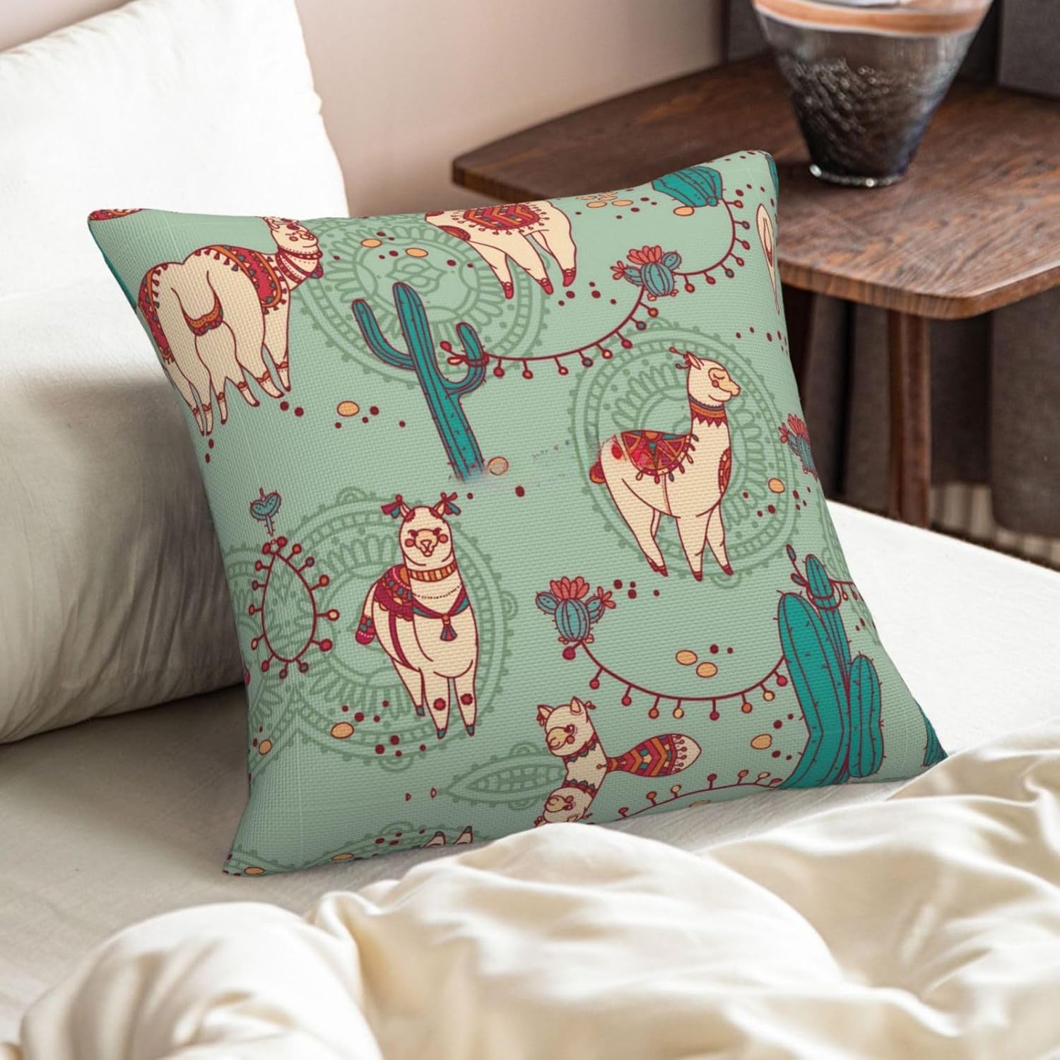 Llamas Imitation Linen Pillowcase -2 Sets, Fashionable Home Decoration, Used for Sofas, Gardens, beds