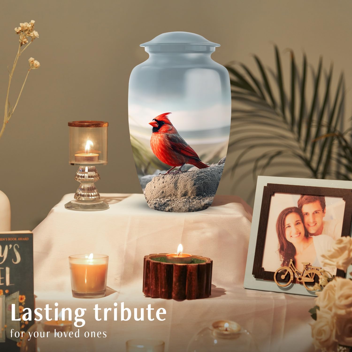 Yatskia Cardinal Bird Urn for Ashes Adult Male, Memorial Urns for Human Ashes Adult Female, Cremation Burial Urns for Human Ash, (Classic Large, 10 Inch)