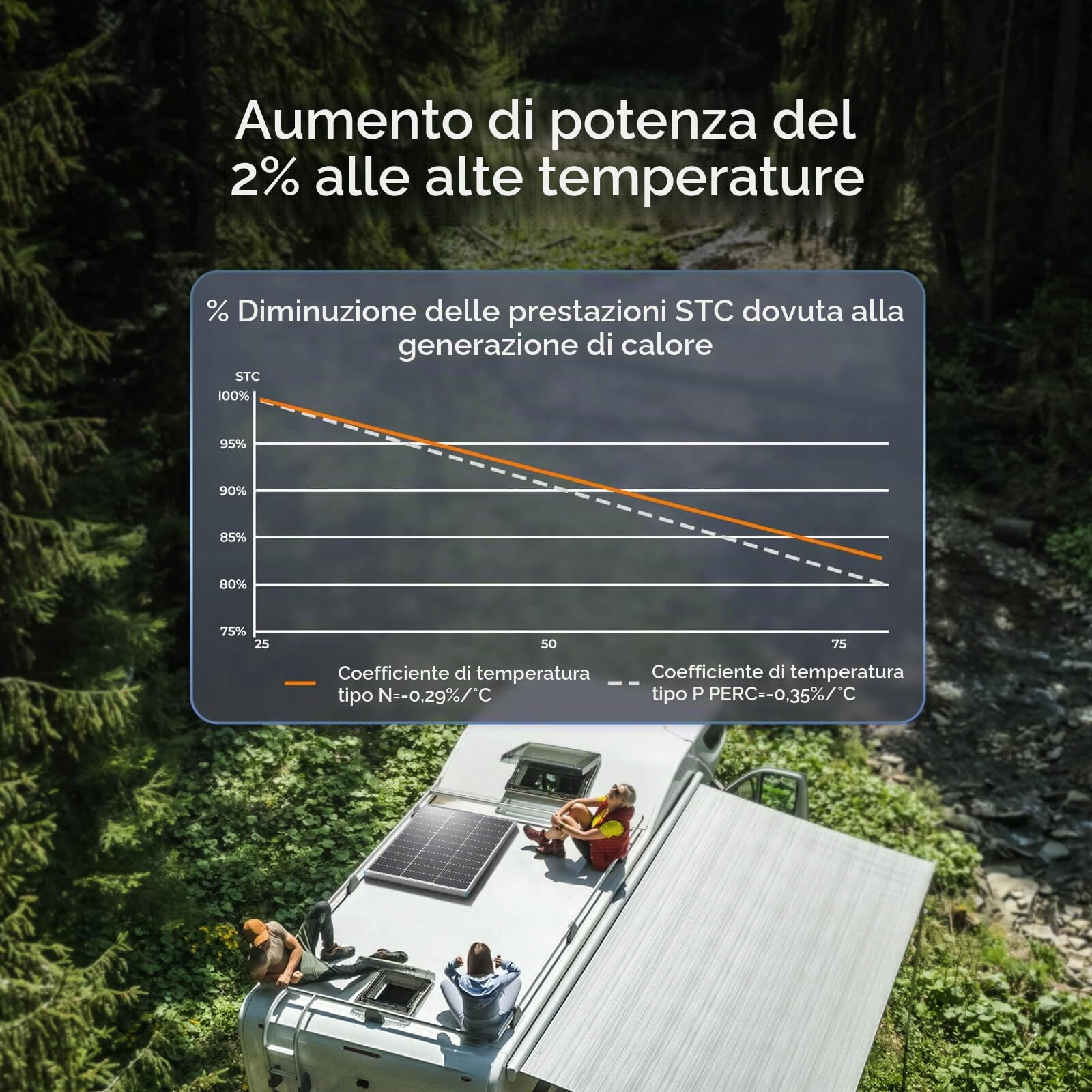 Renogy Pannello solare 100 W, tipo N, 16 BB, 12 V, 25% ad alta efficienza, modulo fotovoltaico, caricabatterie off-grid per camper