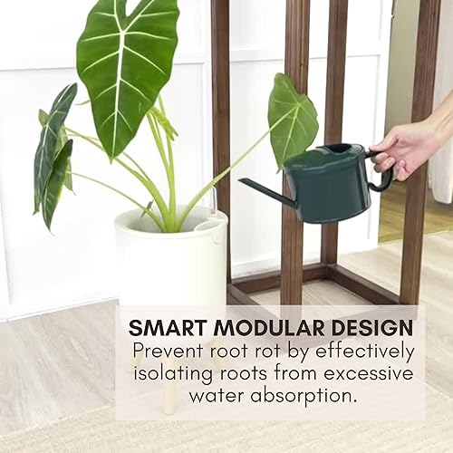 Miniatura 4 de ilohaus Maceta de riego automático de 8 pulgadas, maceta de interior con soporte, macetas grandes para plantas de interior, macetas con entrada de