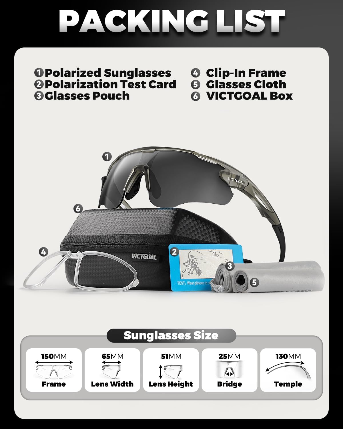 VICTGOAL Cycling Glasses for Men Women with Polarized Lenses UV Protection Cycling Sunglasses TR90 Frame for MTB Bike Glasses - Image 6