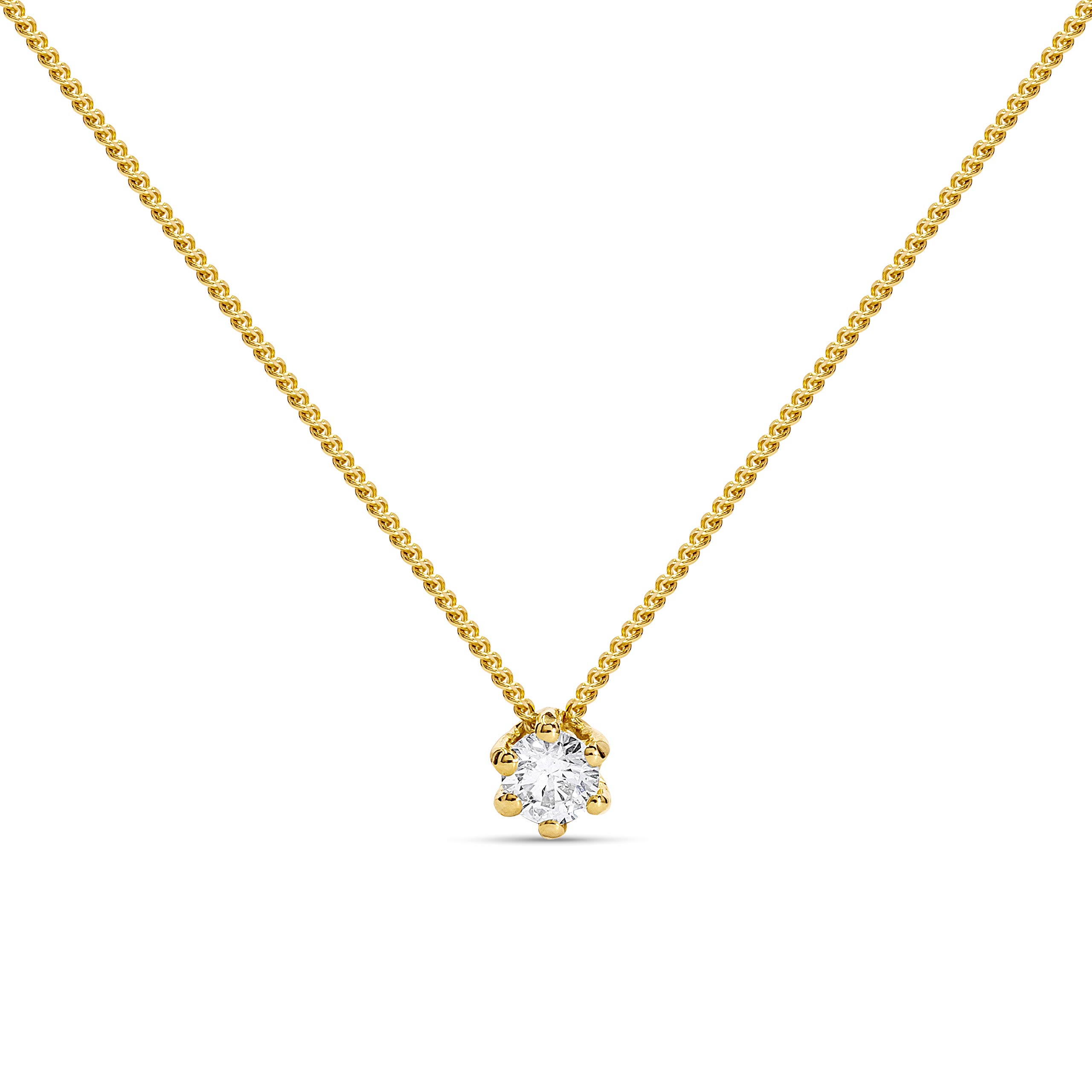 MIORE Collana Donna, Catenina con solitario Punto Luce con Diamante taglio Brillante Ct. 0.10 in Oro Bianco/Giallo 14 Kt 585, Catena Cm 45