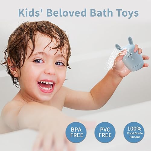 Miniatura 2 de Juguetes de baño sin moho para bebés de 6 a 12 meses, juguetes de baño de silicona para bebés, juguetes de baño ecológicos para niños pequeños,