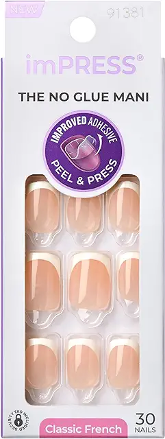Kiss imPRESS Nails: Classic Short French Press-On Nails for Easy Manicure