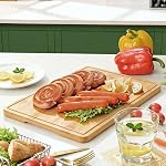 Zarler Planches de coupe de bambou pour cuisine, 4 Planche de coupe en bois durable avec rainures et poignées de jus, ensemble de planche à découper en bois pour la préparation des repas, XL Taille, cadeau de cuisine idéal