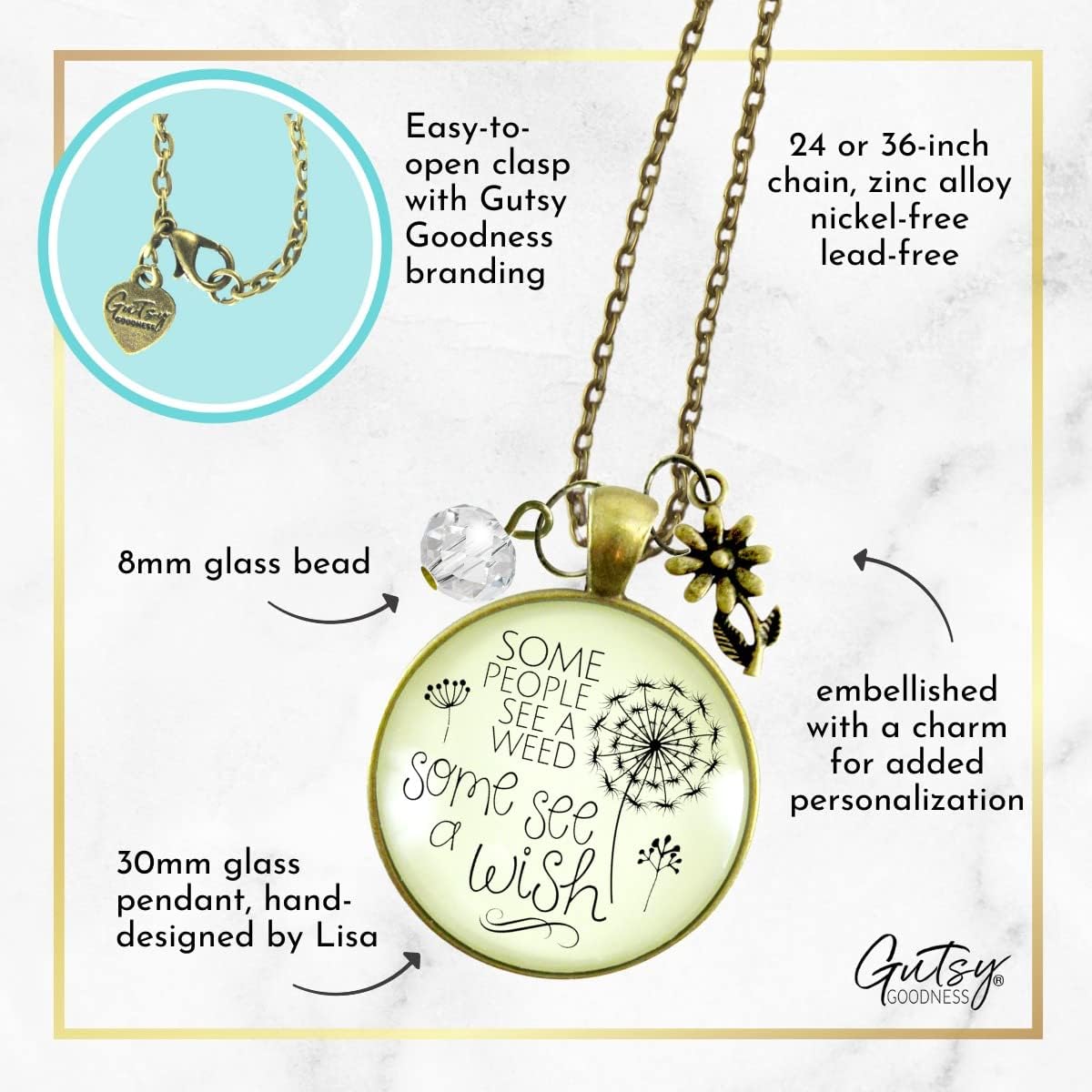 Gutsy Goodness Good Vibes Womens Handmade Quote Necklaces Choose Joy Attitude Jewelry with Positive Affirmation Card and Gift Box