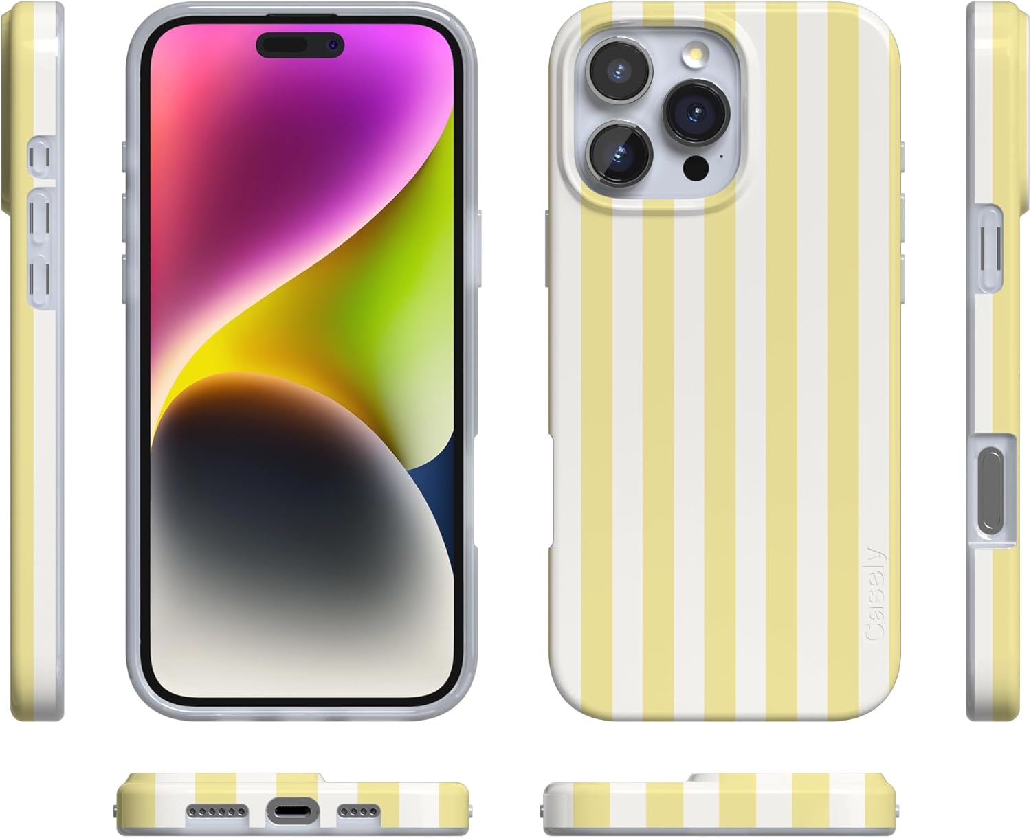 Casely iPhone 16 Pro Case | Butter Yellow Stripes | Sunday Best | Compatible with MagSafe | Classic Ultra Slim Design