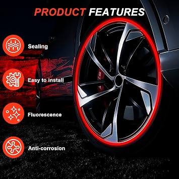 4PCS Dust Caps for Car Tyres,Tire Valve Stem Caps,Luminous Car Tire Valve Caps,Fluorescent Wheel Cap Stem Covers for Truck, SUV, Motorcycles, Bike,Glow in the Dark Dust Caps for Car Tyres (Red)