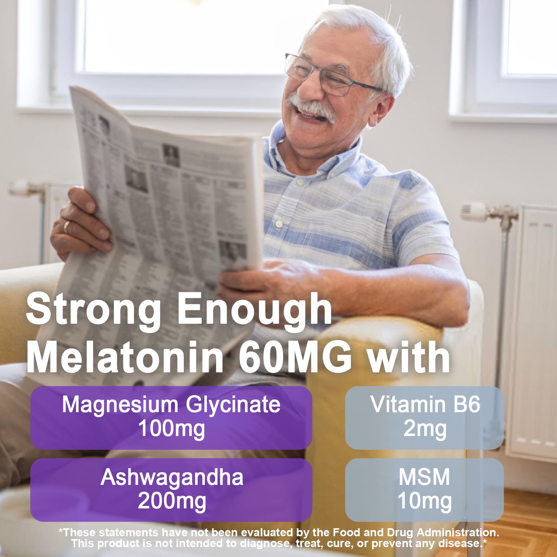 Melatonin Gummies 60mg 30mg for 50+ Adults, High Dose, Extra Strength, 60Ct — Amazon image 3
