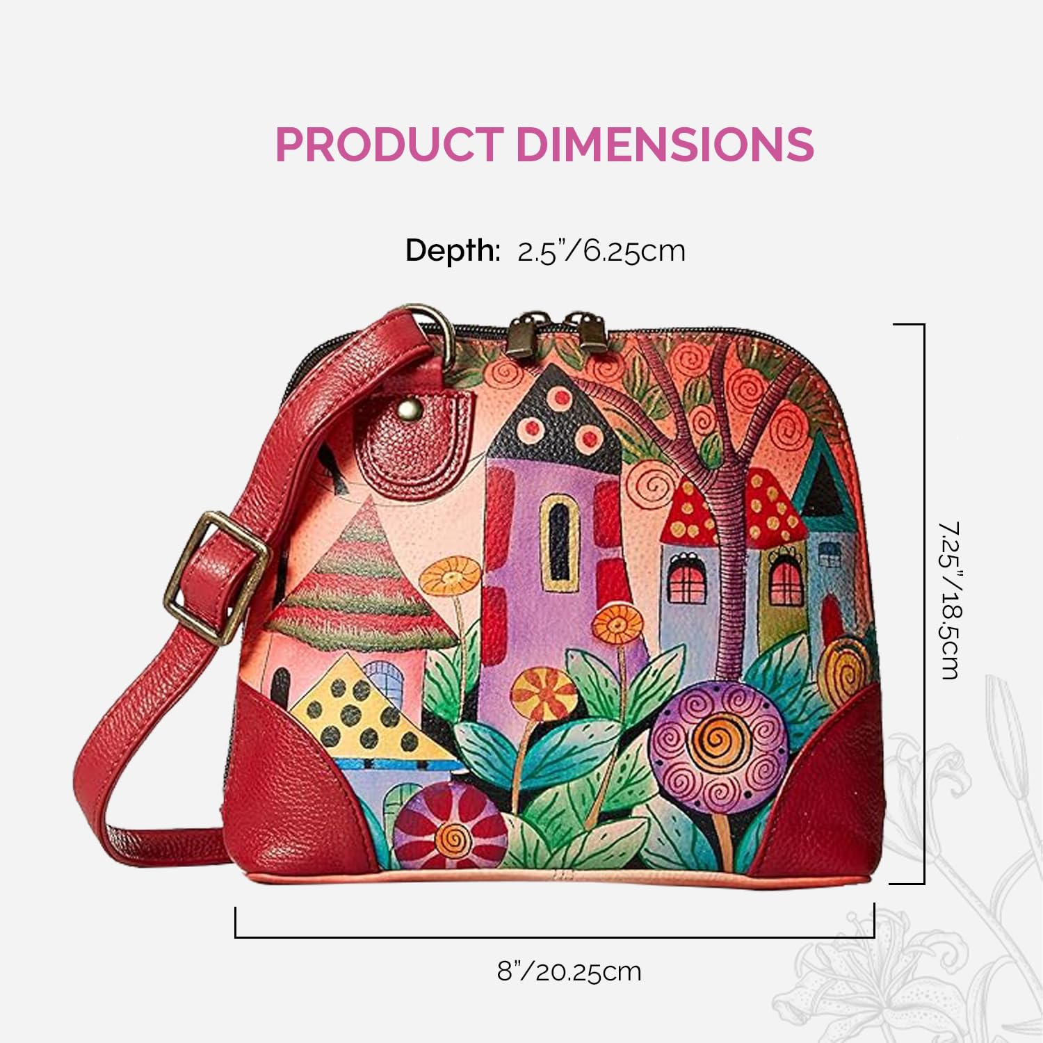 Anna by Anuschka Kleine Damen-Handtasche aus echtem Leder mit Reißverschluss | Organizer mit mehreren Fächern