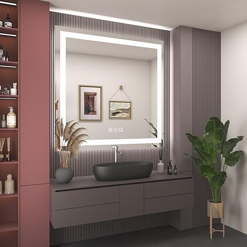 Miniatura 6 de ODDSAN Espejo de baño con luz LED de 20 x 28 pulgadas espejo de tocador regulable con luces antivaho retroiluminado e iluminado frontal