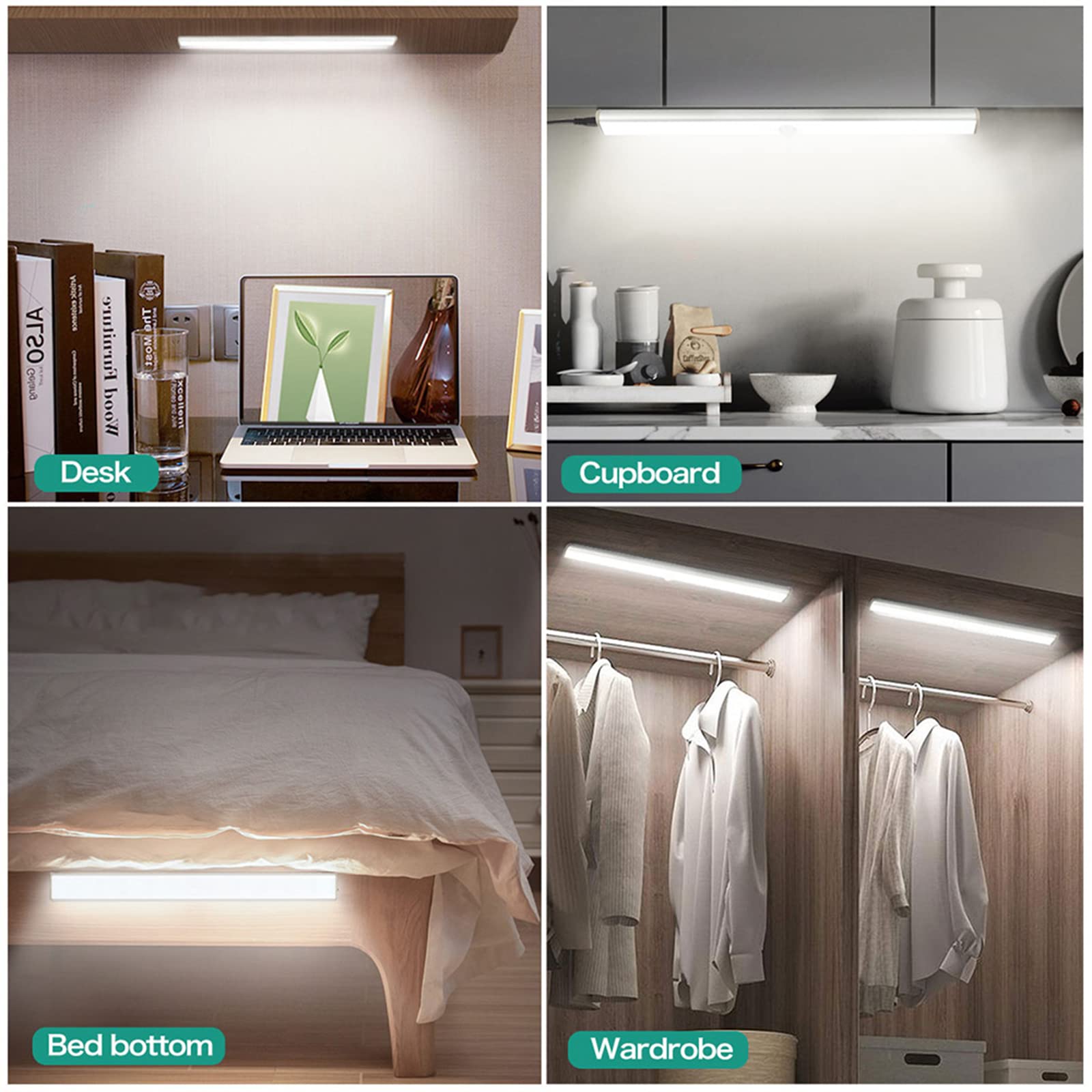 Lampa pod oświetleniem gabinetu stołowego, lampka nocna do ładowania USB z wbudowanym światłem magnetycznym, czujnik ruchu LED do szafy, szafa, korytarz, schody, światło