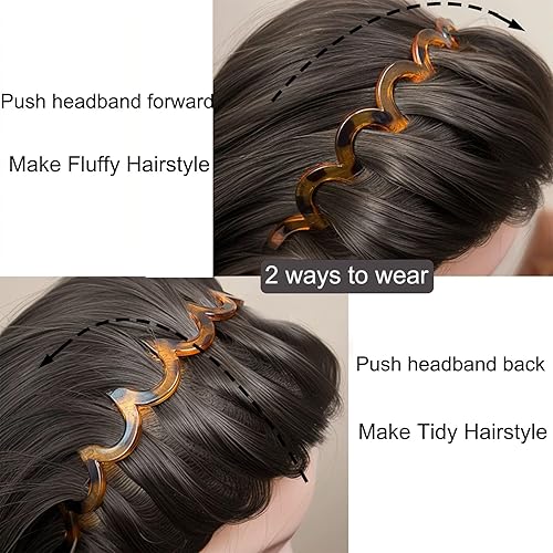 Miniatura 3 de 6 diademas en zig zag de plástico ondulado para el cabello, peine para la cabeza con aros de dientes, accesorios para mujeres, hombres y niñas,