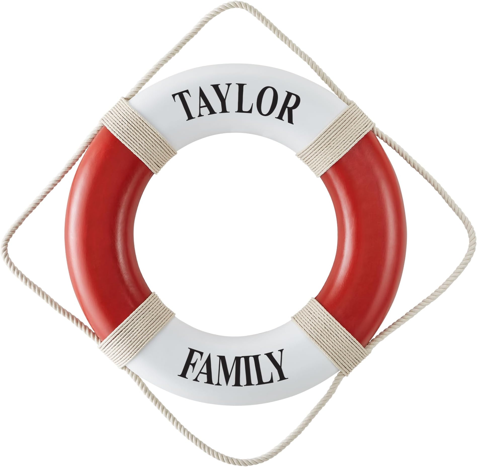 Let's Make Memories Personalized Life Preserver Ring - Decorative Custom Unique Pool, Boat, Beach House Decor - Weather-Durable Fabric - Personalize with Message - 21" Dia. - Thin Serif